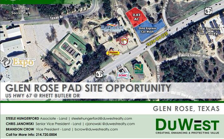 Pictures of Land, Retail property located at US-67 at Rhett Butler Dr, Glen Rose, TX 76043-5029 for lease - image #1