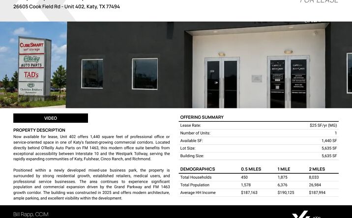 Pictures of Office property located at 26605 Cook Field Rd - Unit 402, Katy, TX 77494 for lease - image #1