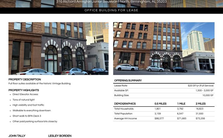 Pictures of Office property located at 310 Richard Arrington Junior Boulevard North, Birmingham, AL 35203 for lease - image #1