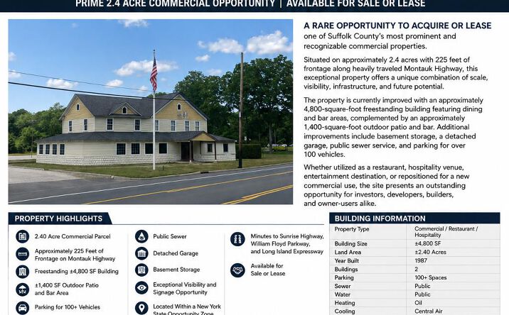 Pictures of Restaurant, Retail property located at 2647 Montauk Highway, Brookhaven, NY 11719 for lease - image #1