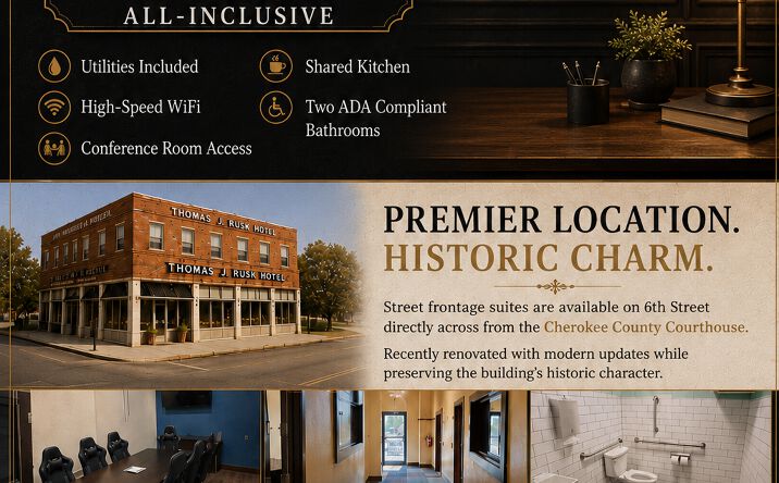 Pictures of Office property located at 128 N MAIN ST, RUSK, TX 75785-1326 for lease - image #1