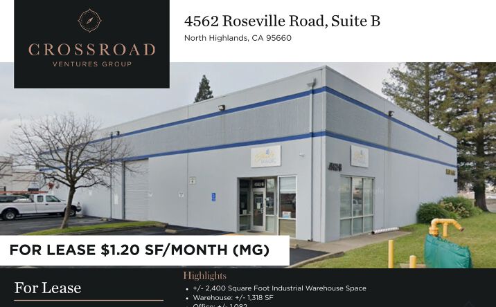 Pictures of Industrial property located at 4562 Roseville Road, Suite B, North Highlands, CA 95660 for lease - image #1