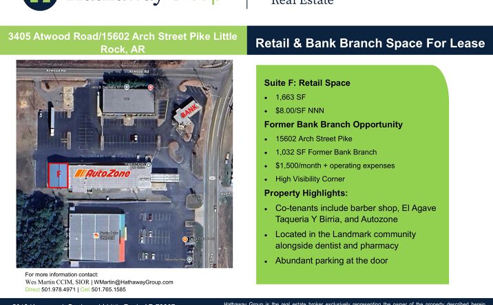 Pictures of Retail property located at 3405 Atwood Road, Little Rock, AR 72207 for lease - image #1