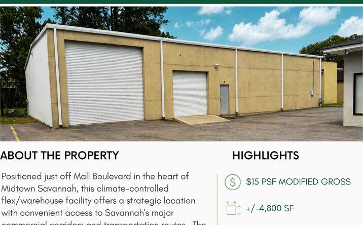 Pictures of Industrial, Special Purpose property located at 4 Mall Court, Unit C, Savannah, GA 31406 for lease - image #1
