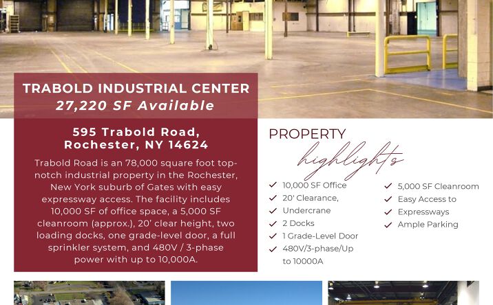 Pictures of Industrial property located at 595 Trabold Road, Rochester, NY 14624 for lease - image #1