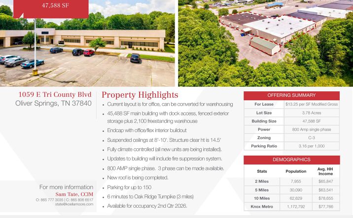 Pictures of Office, Industrial property located at 1059 E Tri County Blvd, Oliver Springs, TN 37840 for lease - image #1