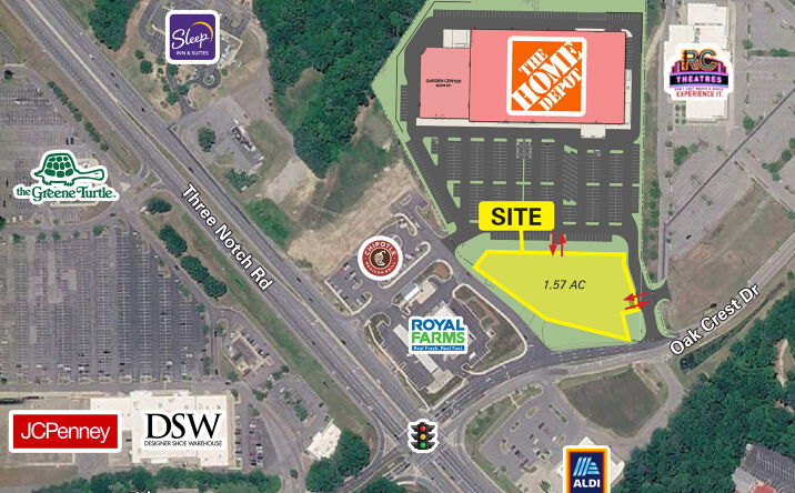 Pictures of Land, Retail property located at Three Notch Rd (MD 235) & Oak Crest Drive, California, MD 20619 for lease - image #1
