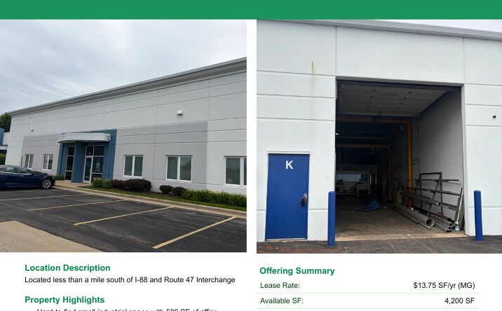Pictures of Industrial property located at 720 Heartland Dr, Unit K, Sugar Grove, IL 60554 for lease - image #1