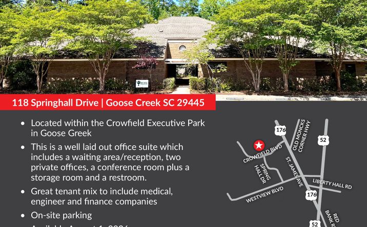 Pictures of Office property located at 118 Springhall Drive # D, Goose Creek, SC 29445 for lease - image #1