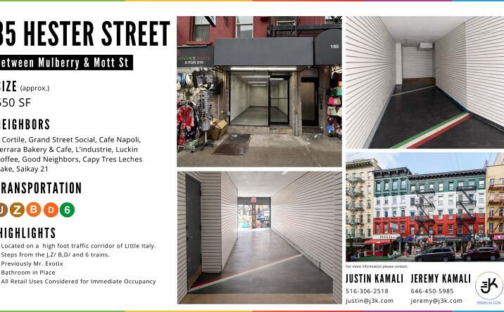 Pictures of Retail property located at 185 Hester Street, New York City, NY 10012-2311 for lease - image #1