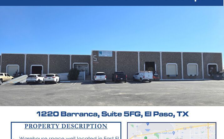 Pictures of Industrial property located at 1220 Barranca, Suite 5FG, El Paso, TX 79935 for lease - image #1