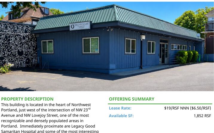 Pictures of Office property located at 2326 NW Lovejoy Street, Portland, OR 97210 for lease - image #1