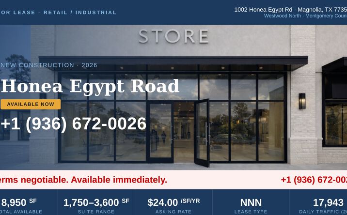 Pictures of Retail, Office, Industrial property located at 1002 Honea Egypt Rd, Magnolia, TX 77354 for lease - image #1