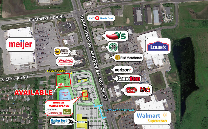 Pictures of Retail, Land property located at 2150 N Morton St, Franklin, IN 46131 for lease - image #1