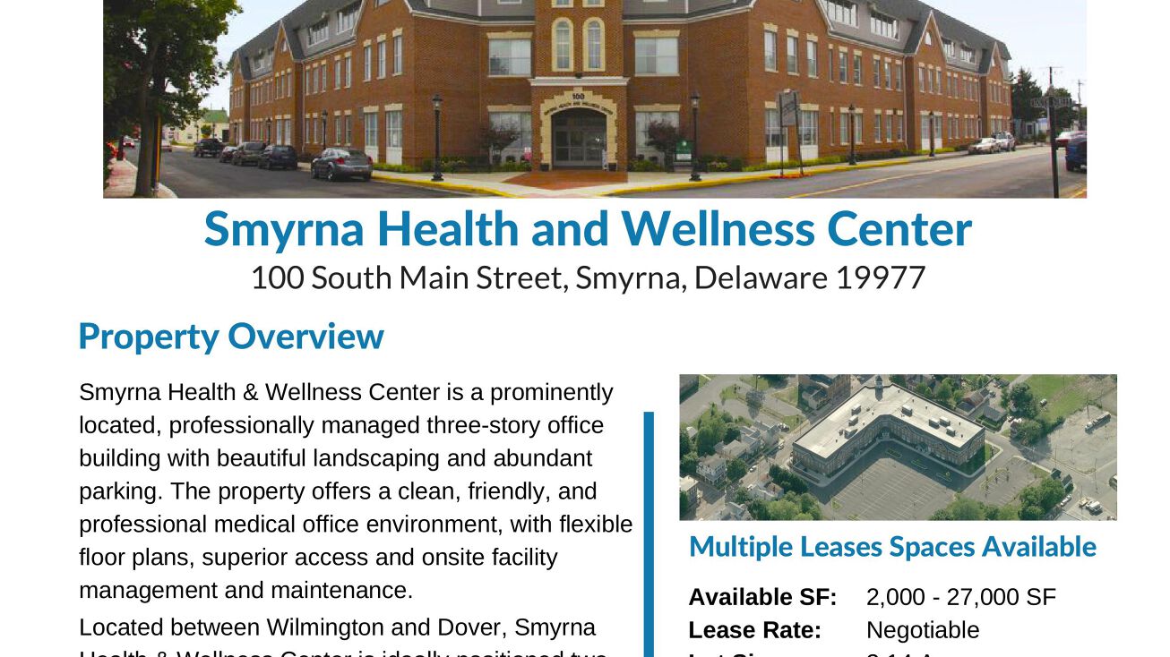 100 S Main St, Smyrna, DE 19977 Office Space for Lease Smyrna Health and Wellness