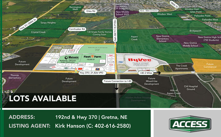 Pictures of Land property located at Hwy 370 & 192nd St, Gretna, NE 68028 for lease - image #1