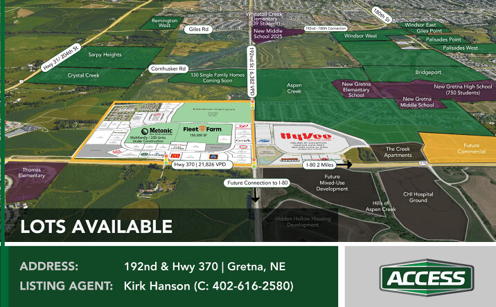 Pictures of Land property located at Hwy 370 & 192nd St, Gretna, NE 68028 for lease - image #1