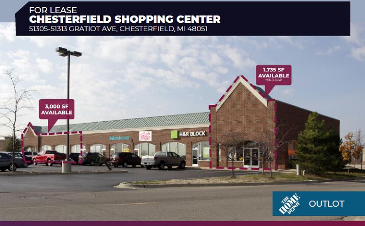 Pictures of Retail property located at 51305-51313 Gratiot Ave, Chesterfield, MI 48051 for lease - image #1