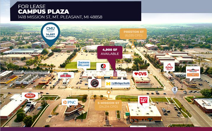 Pictures of Retail property located at 1418 Mission St, Mount Pleasant, MI 48858 for lease - image #1