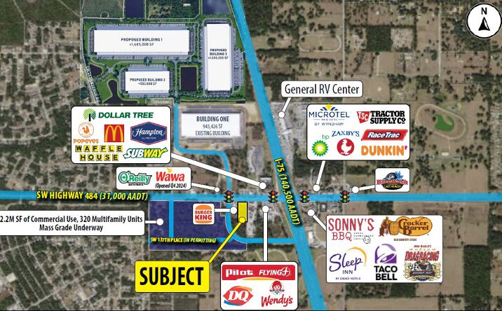 Pictures of Retail, Land, Restaurant property located at SWQ of I-75 & SW Highway 484, Ocala, FL 34473 for lease - image #1