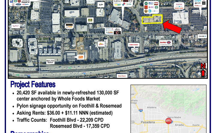 Pictures of Retail property located at 3801 E Foothill Blvd, Pasadena, CA 91107 for lease - image #1