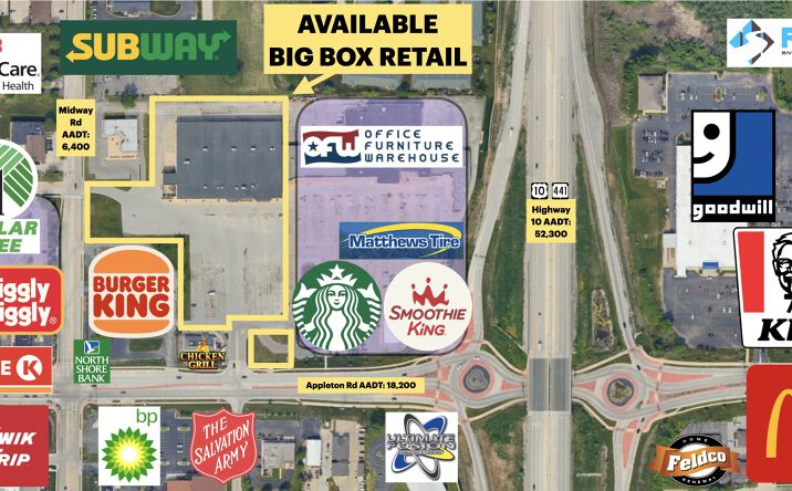Pictures of Retail property located at 1578 Appleton Rd, Menasha, WI 54952 for lease - image #1