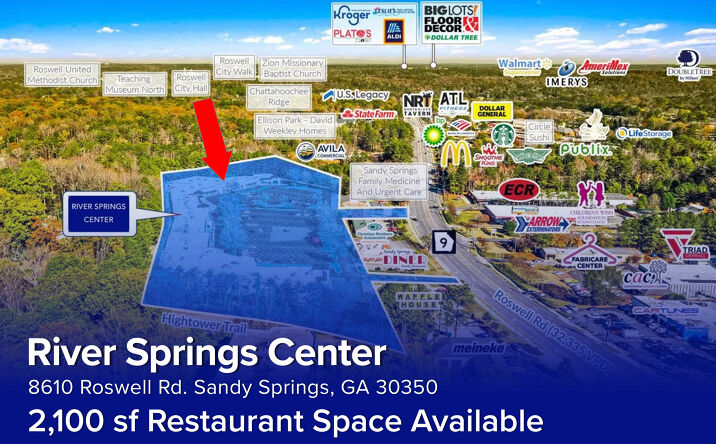Pictures of Retail, Restaurant, Office property located at 8610 Roswell Rd, Atlanta, GA 30350 for lease - image #1
