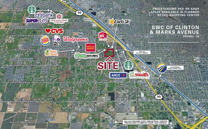 Pictures of Retail, Land property located at Clinton & Marks Avenues, Fresno, CA 93705 for lease - image #1