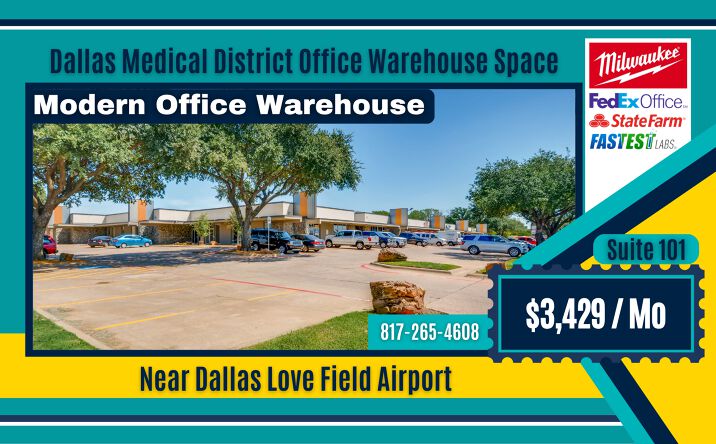 Pictures of Office, Industrial property located at 1625 W Mockingbird Ln, Suite 301, Dallas, TX 75235 for lease - image #1