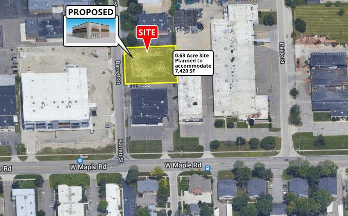 Pictures of Industrial, Office property located at 0.63 Acres Barrett Drive & W. Maple Road, Troy, MI 48084 for lease - image #1