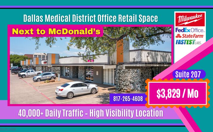 Pictures of Retail, Office, Industrial property located at 1625 W Mockingbird Ln, Suite 207, Dallas, TX 75235 for lease - image #1