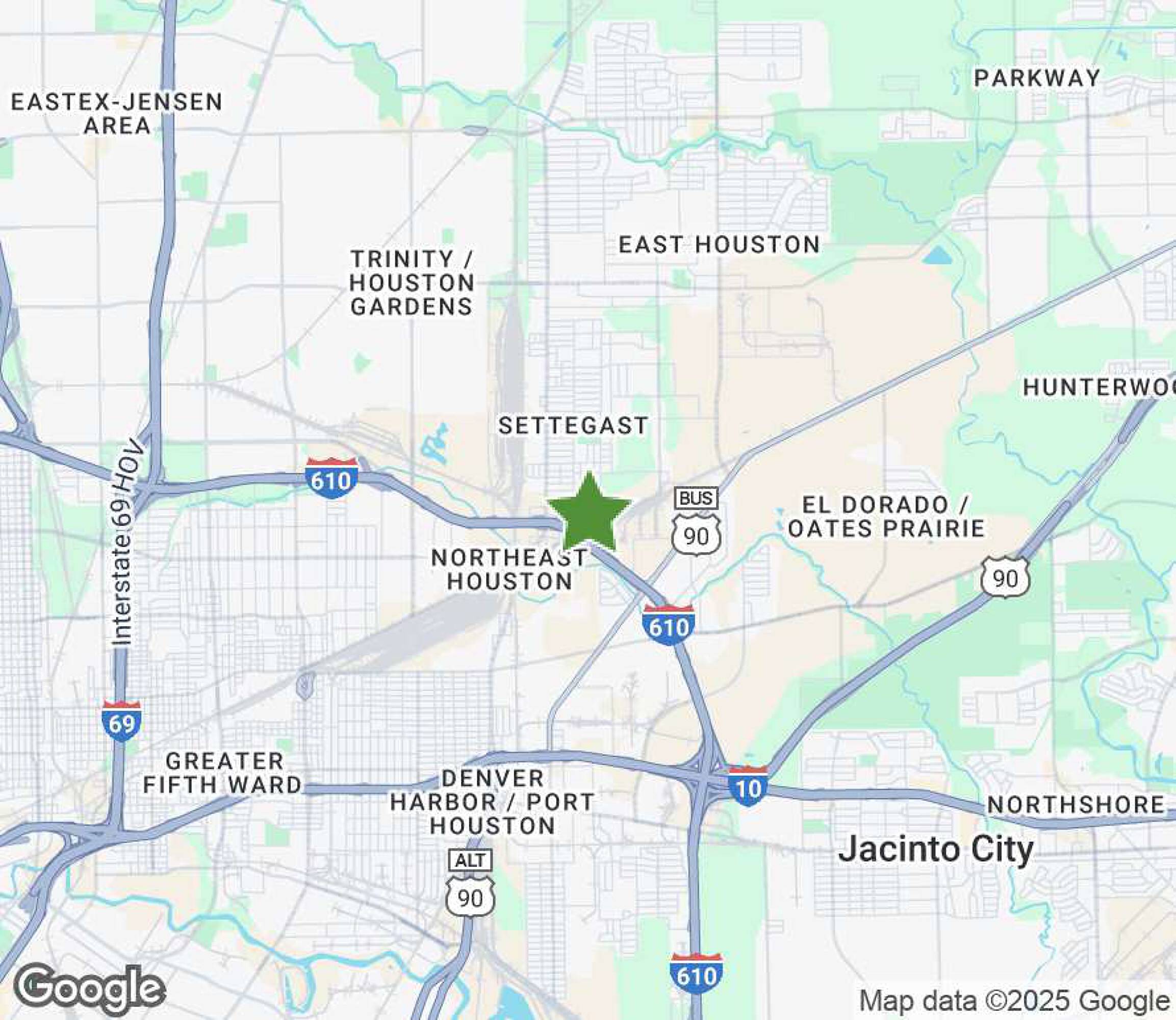 Map showing the location of First Liberty Logistics Center in Houston, TX, near major highways.