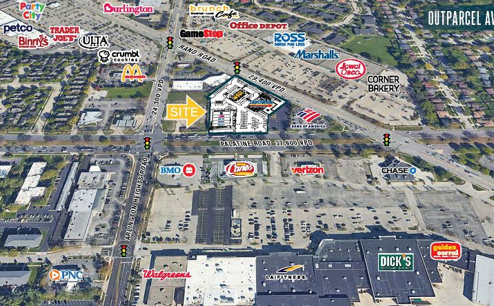 Pictures of Retail property located at Corner of Rand Road & Palatine Road, Arlington Heights, IL 60004 for lease - image #1