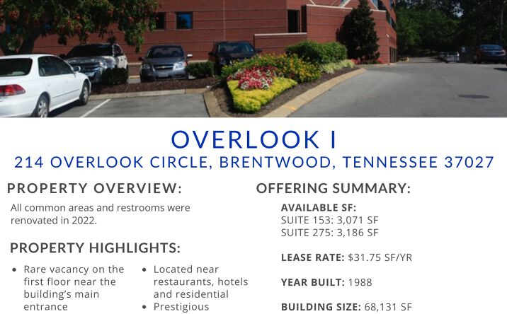 Pictures of Office property located at 214 Overlook Cir, Brentwood, TN 37027 for lease - image #1