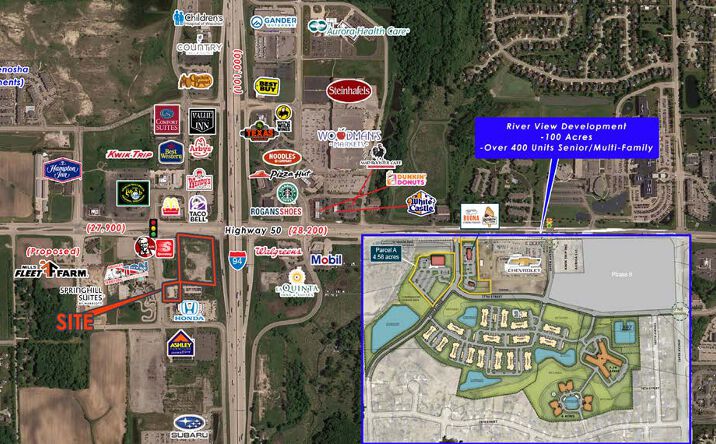 Pictures of Land property located at Swc I-94 & Hwy 50, Kenosha, WI 53142 for lease - image #1