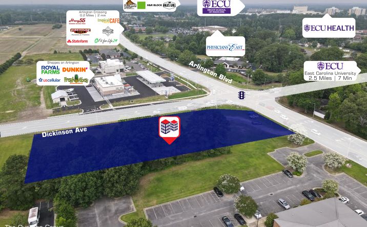 Pictures of Retail, Land, Restaurant property located at 2611 Dickinson Ave, Greenville, NC 27834 for lease - image #1