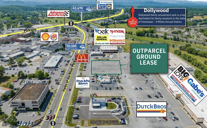 Pictures of Retail, Land, Restaurant property located at Forks of the River Pkwy, Sevierville, TN 37862 for lease - image #1