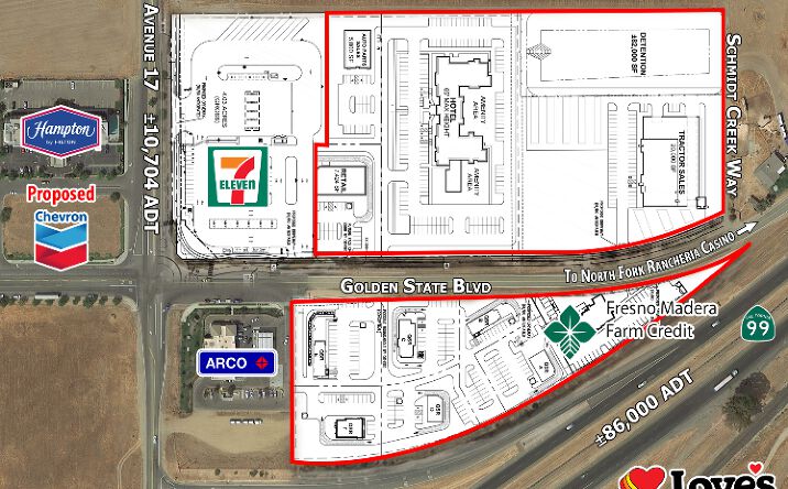 Pictures of Retail, Land, Restaurant property located at 36.997815, -120.107197, Madera, CA 93637 for lease - image #1
