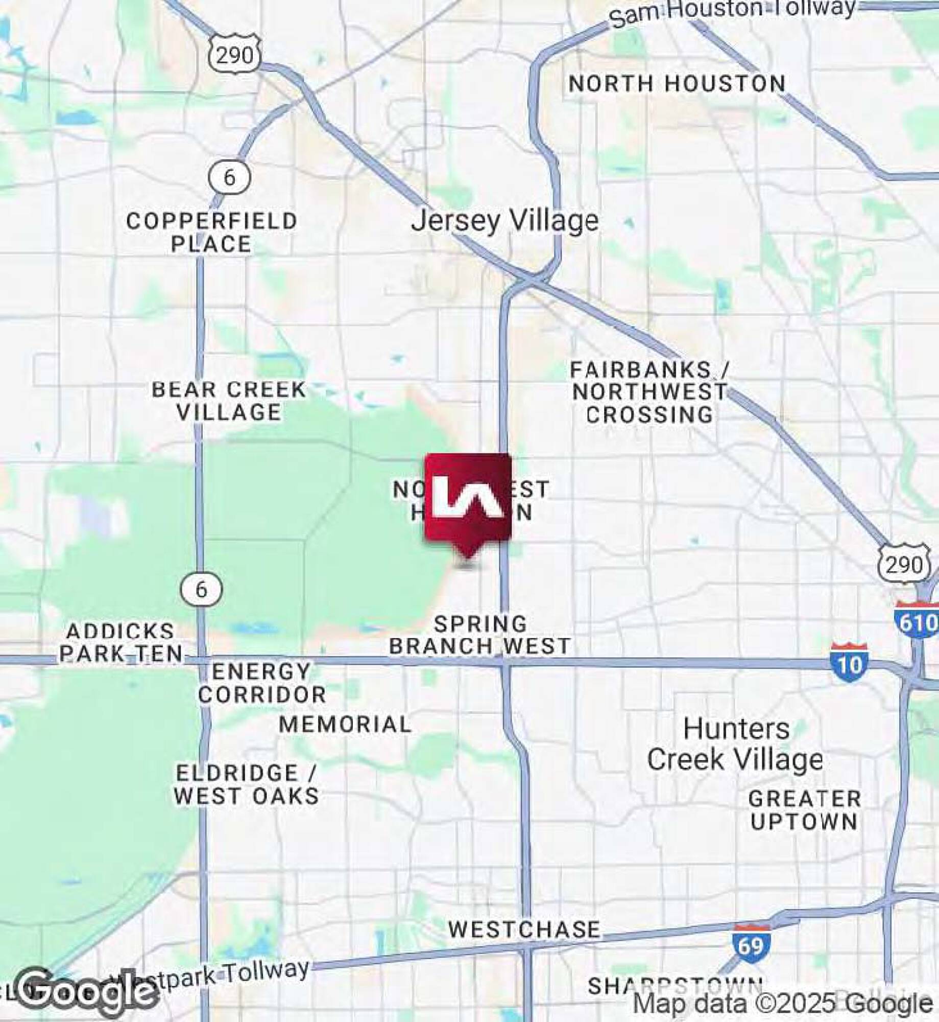 Map highlighting the location of a property in Northwest Crossing, Houston, Texas.
