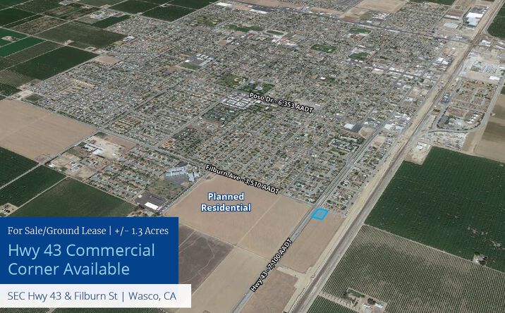 Pictures of Land property located at Filburn Street & Hwy 43, Wasco, CA, Wasco, CA 93280 for lease - image #1