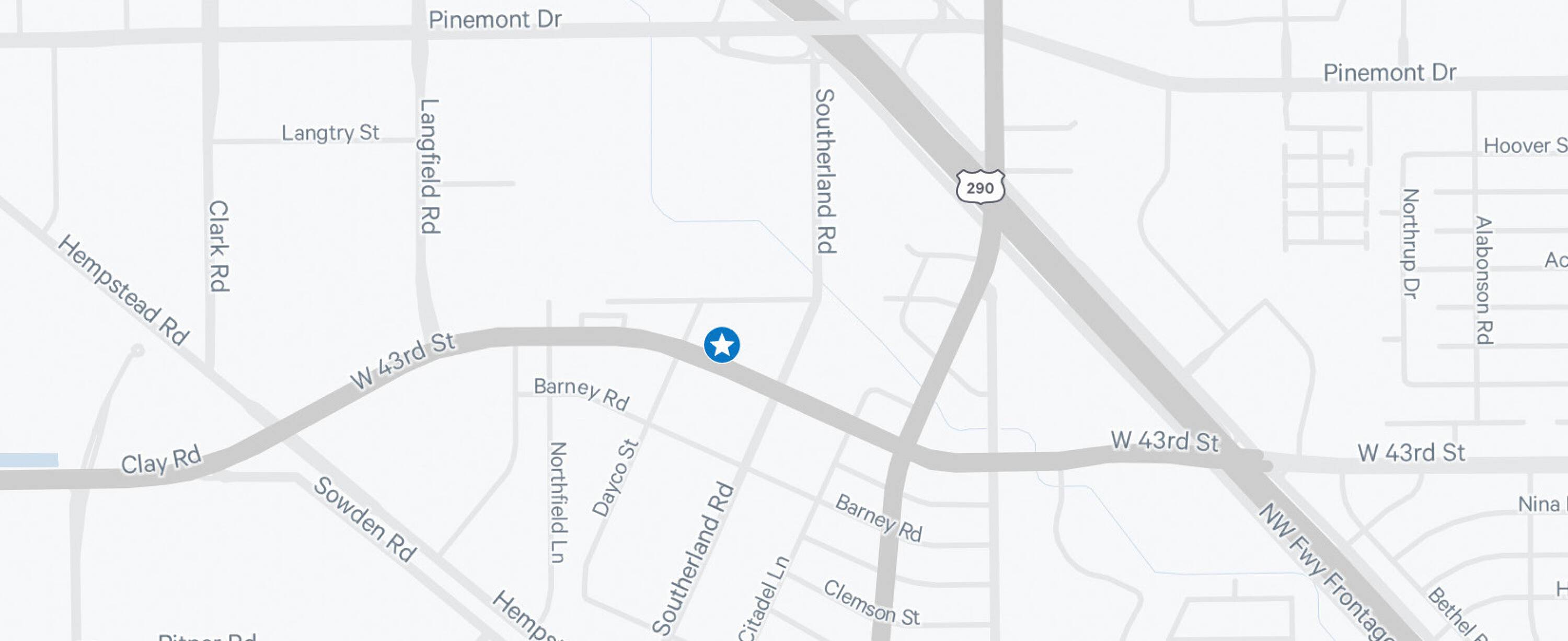 Map view of 6950 W 43rd St, Houston, TX 77092, highlighting its location and surrounding area.