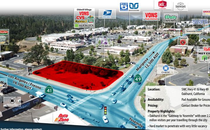 Pictures of Retail property located at SWC Highway 41 and Highway 49, Oakhurst, CA 93644 for lease - image #1