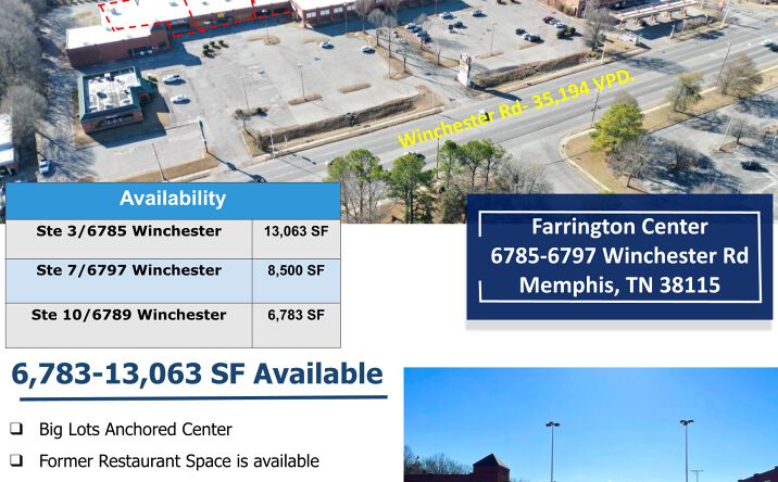 Pictures of Retail, Restaurant property located at 6785 Winchester Rd, Memphis, TN 38115 for lease - image #1