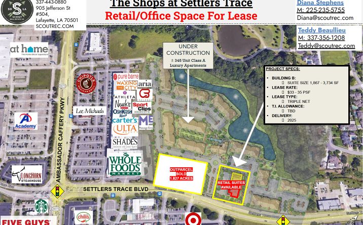 Pictures of Retail, Office property located at Settlers Trace Blvd, Lafayette, LA 70508 for lease - image #1