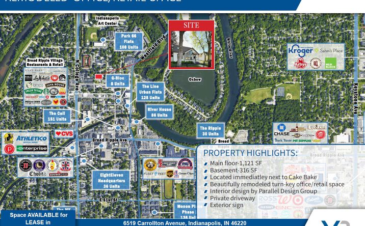 Pictures of Retail, Office property located at 6519 Carrollton Ave, Indianapolis, IN 46220 for lease - image #1