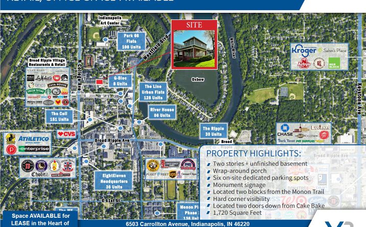 Pictures of Retail, Office property located at 6503 Carrollton Ave, Indianapolis, IN 46220 for lease - image #1