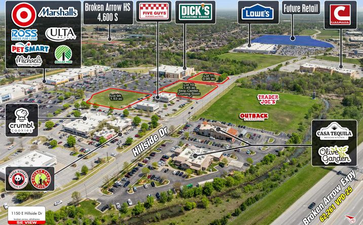 Pictures of Retail, Land property located at 1200 - 1620 E Hillside Drive, Broken Arrow, OK 74012 for lease - image #1