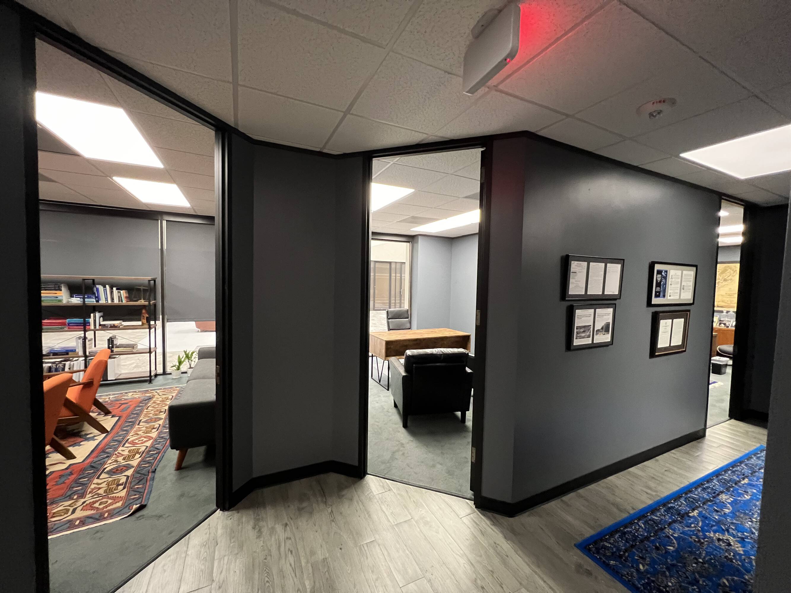Interior view of the Law Office of Sean Buckley at Woodway Center, showcasing modern office spaces with natural light and contemporary decor.