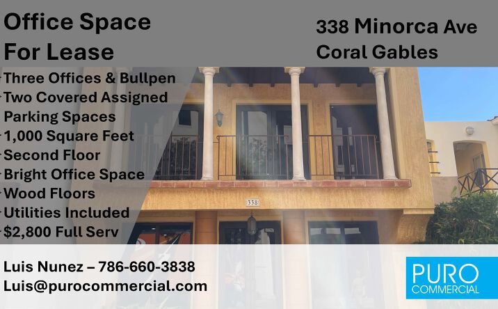 Pictures of Office property located at 338 Minorca Ave, Coral Gables, FL 33134 for lease - image #1