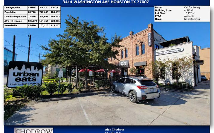 Pictures of Restaurant property located at 3414 Washington Ave, Houston, TX 77007 for lease - image #1